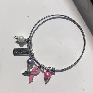 NWT, Handmade by A Charmed Life. Silver Adjustable Bangle Bracelet